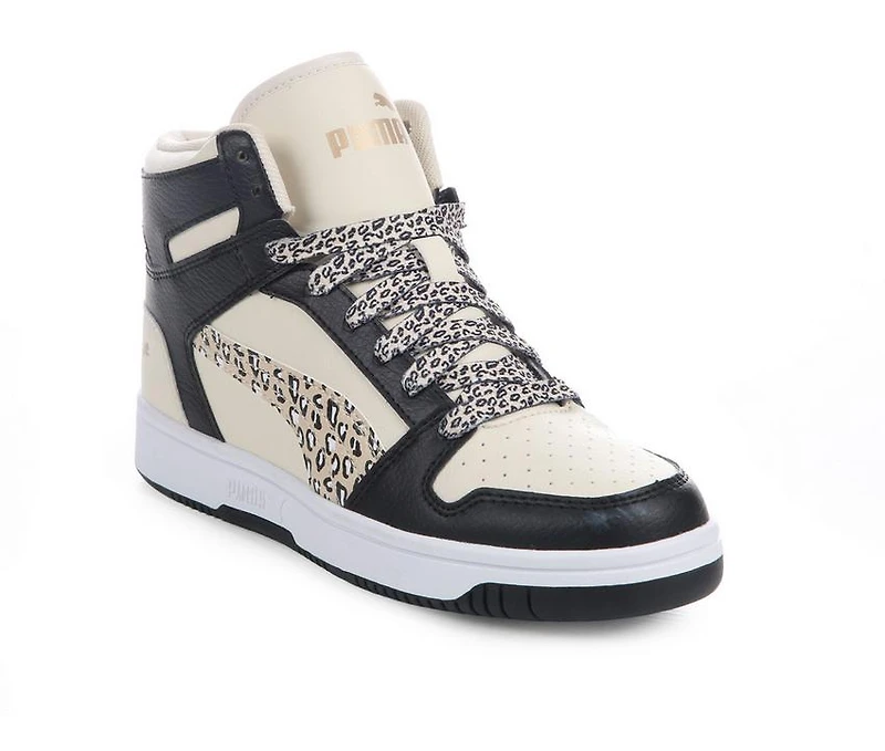 Girls' Puma Rebound Layup Cheetah Mid Junior Sneakers