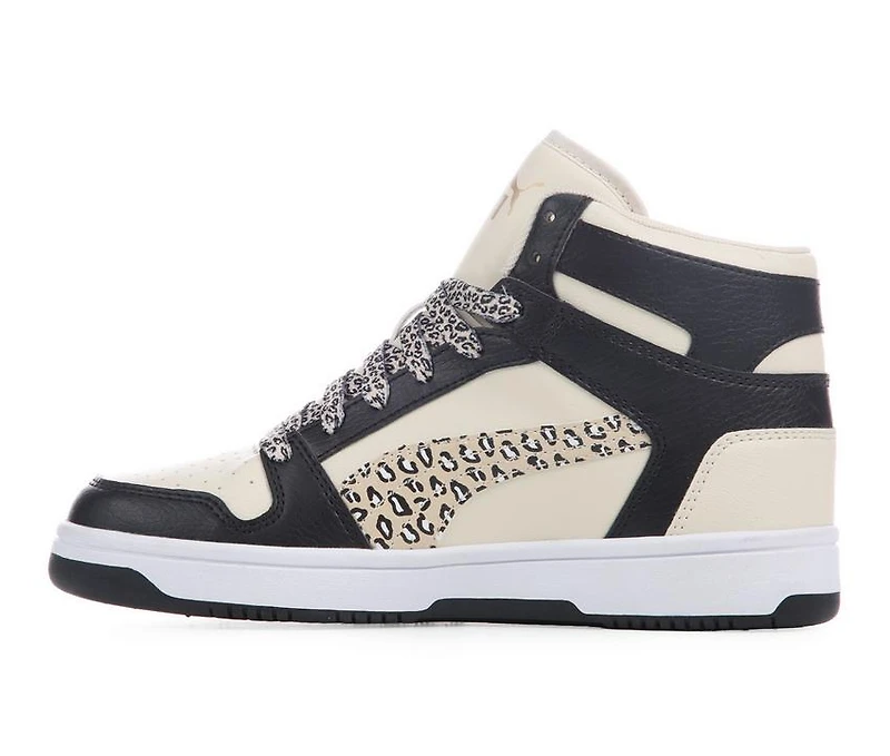 Girls' Puma Rebound Layup Cheetah Mid Junior Sneakers