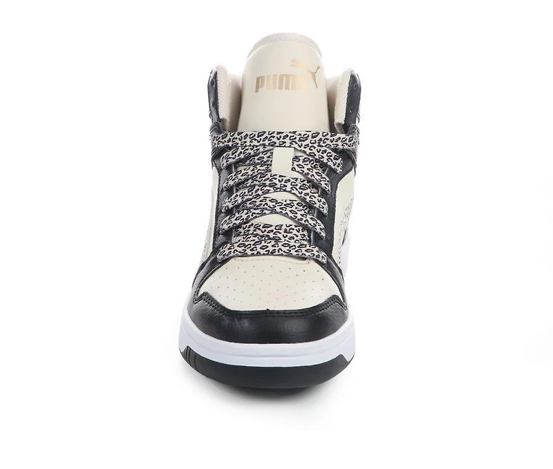 Girls' Puma Rebound Layup Cheetah Mid Junior Sneakers