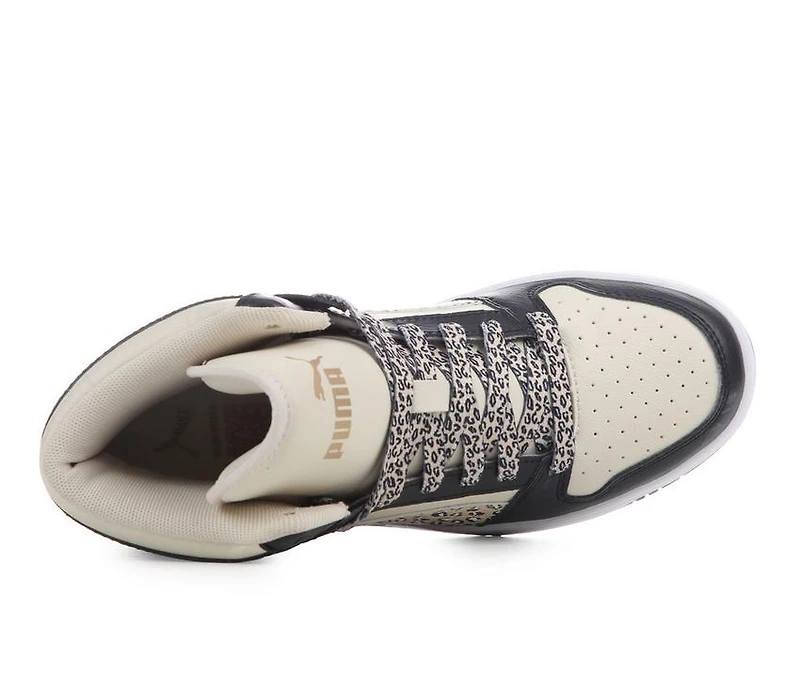 Girls' Puma Rebound Layup Cheetah Mid Junior Sneakers