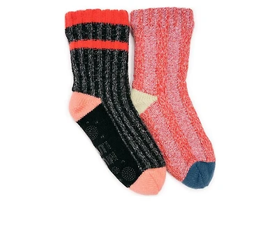 MUK LUKS Color Blocked Sweater Cabin Socks