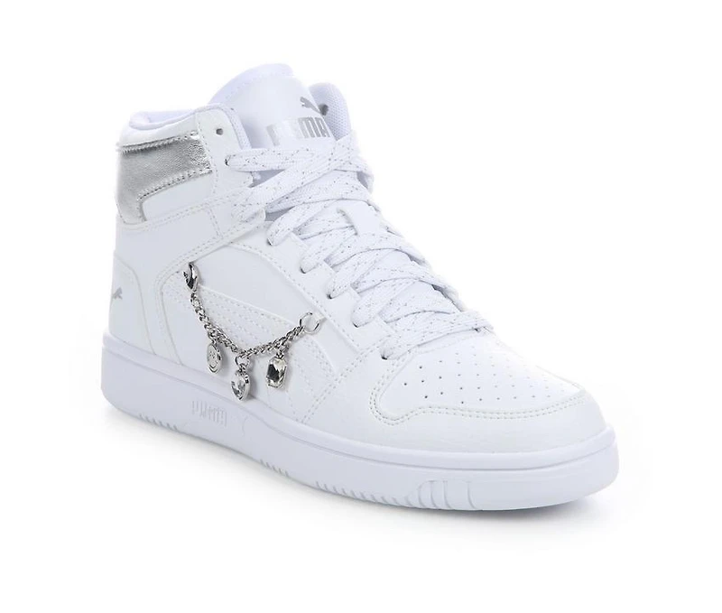 Girls' Puma Rebound Layup Charms Mid Junior Sneakers