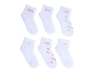 Adidas Girls' 6 Pair Cushioned Graphic Quarter Socks