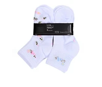 Adidas Girls' 6 Pair Cushioned Graphic Quarter Socks