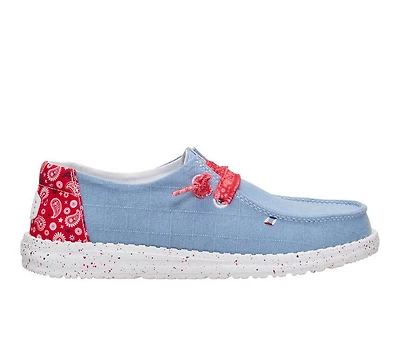 Women's HEYDUDE Wendy Americana Paisley Faded Denim Boat Shoes