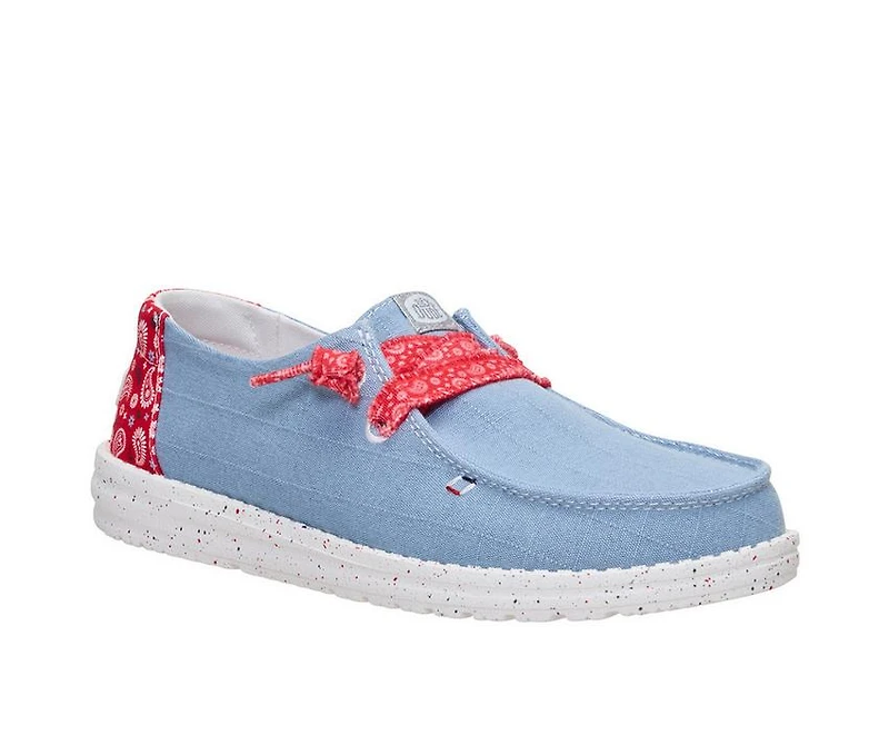 Women's HEYDUDE Wendy Americana Paisley Faded Denim Boat Shoes
