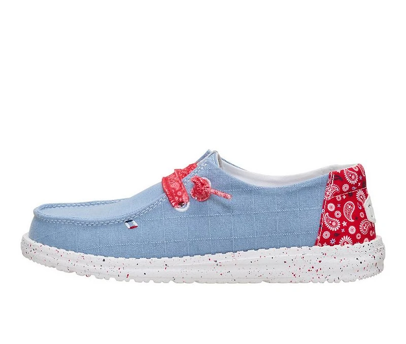 Women's HEYDUDE Wendy Americana Paisley Faded Denim Boat Shoes
