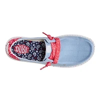 Women's HEYDUDE Wendy Americana Paisley Faded Denim Boat Shoes