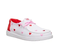 Girls' HEYDUDE Wendy Youth Embroidered Hearts Boat Shoes