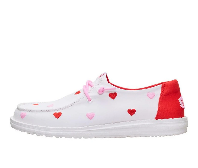 Girls' HEYDUDE Wendy Youth Embroidered Hearts Boat Shoes