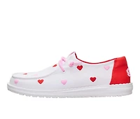 Girls' HEYDUDE Wendy Youth Embroidered Hearts Boat Shoes