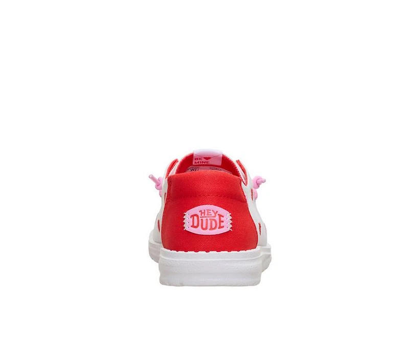 Girls' HEYDUDE Wendy Youth Embroidered Hearts Boat Shoes