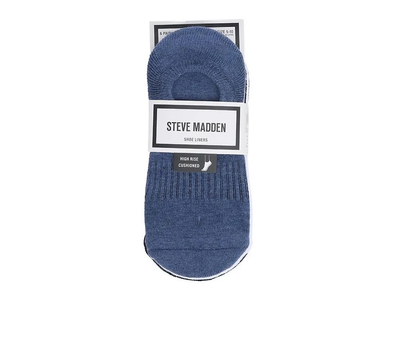 Steve Madden 6 Pack Solid Athletic Sneaker Liner Socks