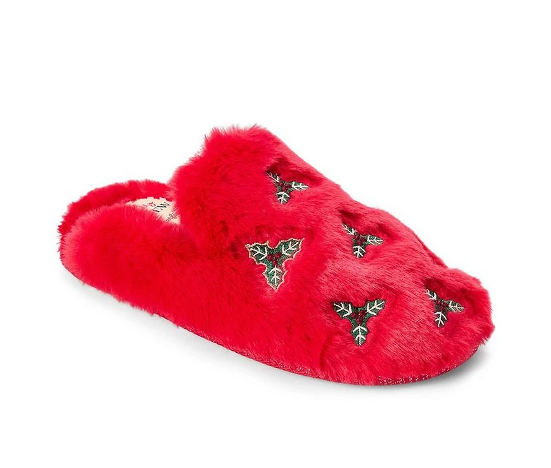 Dearfoams Holiday Fur Scuff Slippers