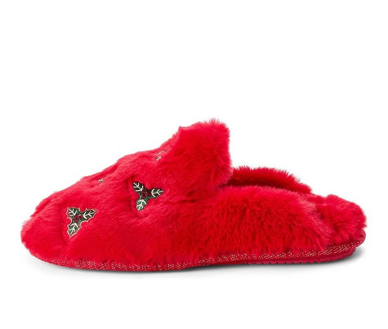 Dearfoams Holiday Fur Scuff Slippers