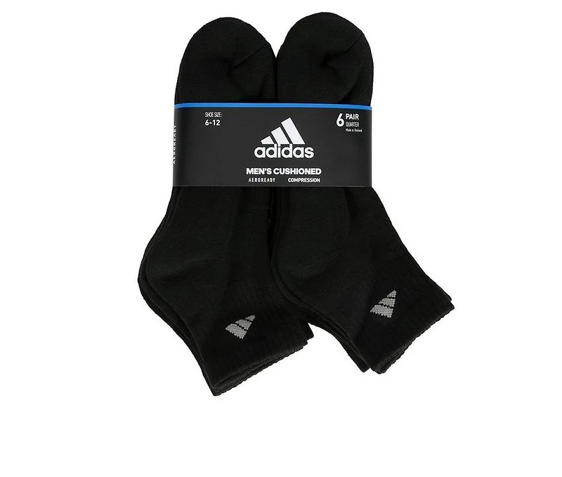 Adidas 6 Pair Men's Cushioned Quarter Socks