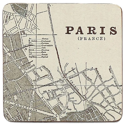 Paris Map Coasters - Set of 6