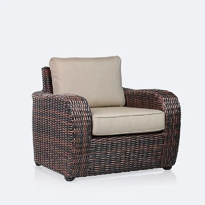 Willow Club Chair - Brown Mixed Wicker/Sand Cushion