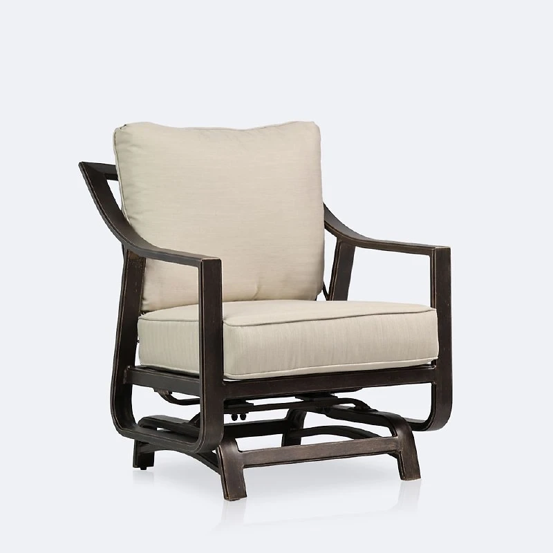 Riviera Rocker Club Chair - Brushed Mahoganny Frame/Cream Cushion