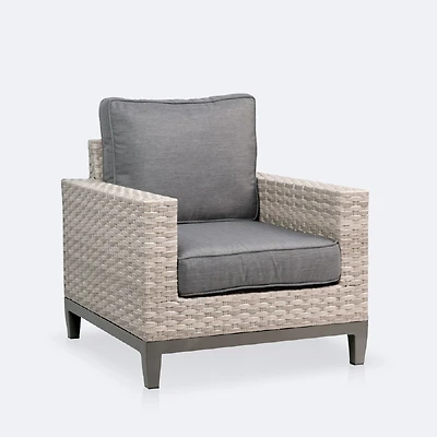 Catalina Club Chair - Taupe/Grey Wicker-Grey Cushions