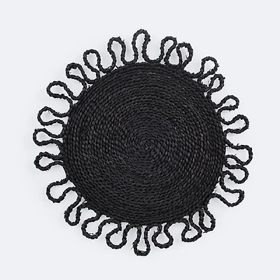 Anya Woven Round Placemat - Black