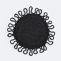 Anya Woven Round Placemat - Black