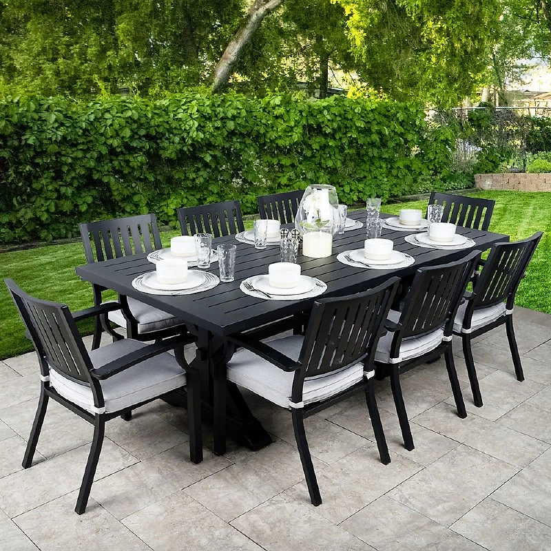 Belvedere Dining Set - 8 Seat - Black