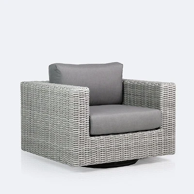 Driftwood Swivel Club Chair - Light Grey Wicker/Iron Grey Cushion