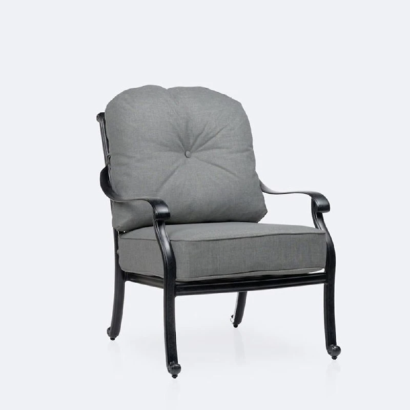 Blanca Club Chair – Black Tippet Frame – Dark Grey Cushions