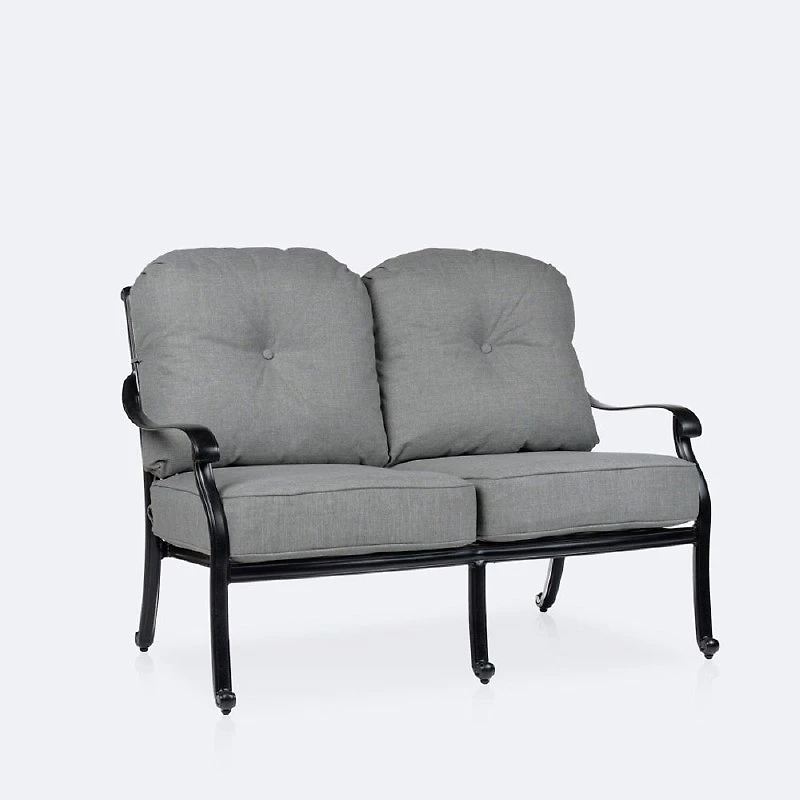 Blanca Loveseat – Black Tippet Frame – Dark Grey Cushions