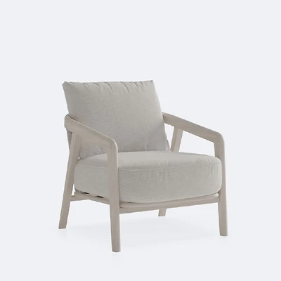 Celine Club Chair - Driftwood Frame, Mushroom Cushions
