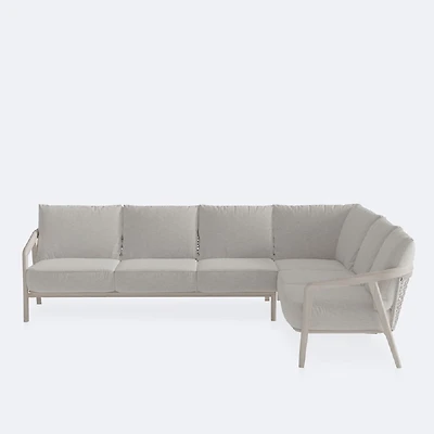 Celine LHF Sectional - Driftwood Frame, Mushroom Cushions