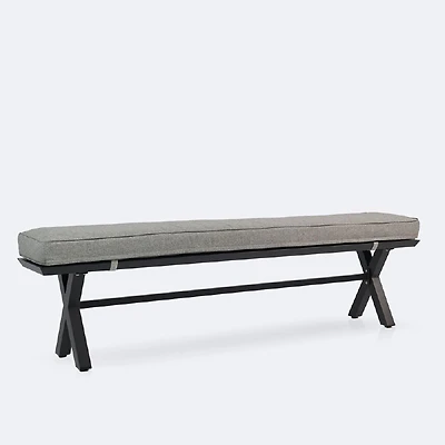 Dakota Bench - Black Frame, Grey Cushion