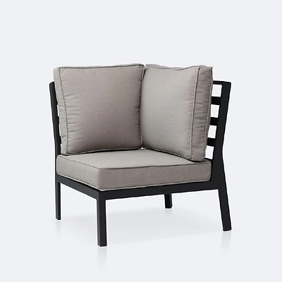 Elloise Corner Chair- Black Frame, Grey Clay Cushions
