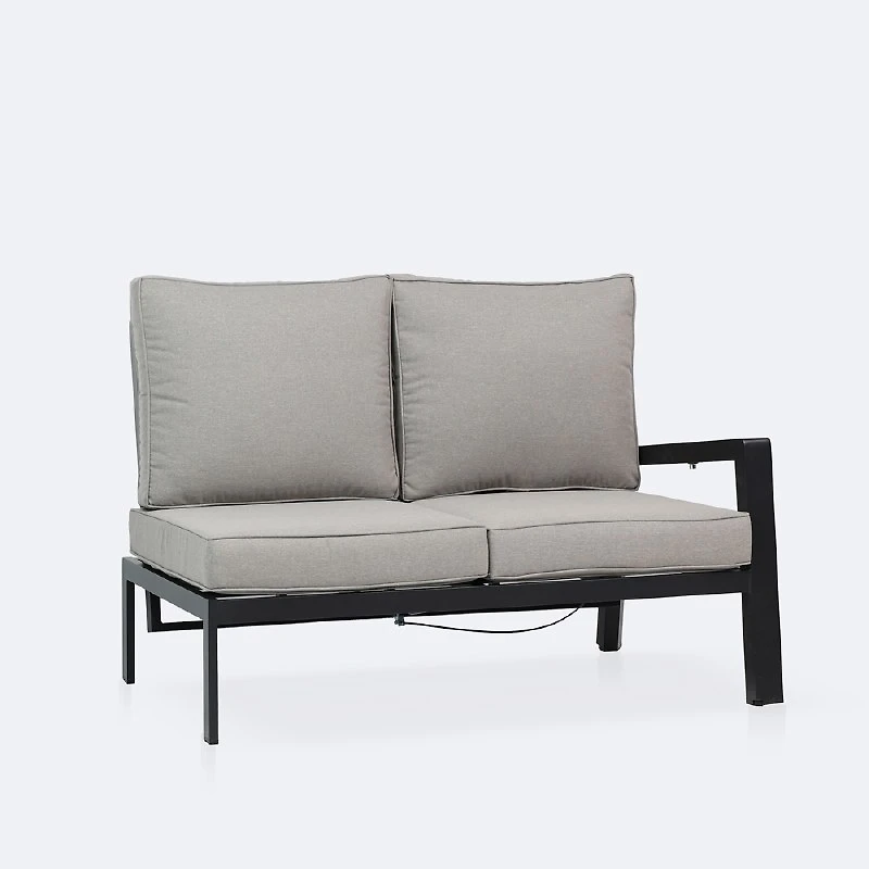 Elloise Right Hand Facing Reclining Loveseat- Black Frame, Grey Clay Cushions