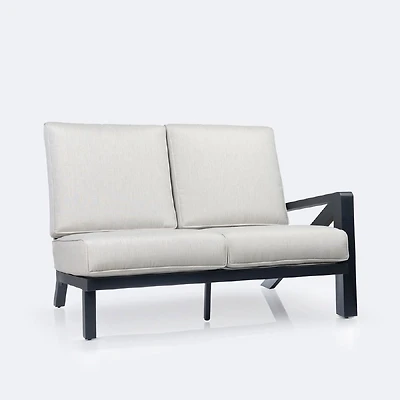 Eros Right Hand Facing Loveseat, Black Frame, Sand Cushions