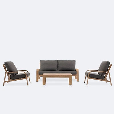 Harbour Conversation Set - Woodlook Frame - Dark Grey Cushions