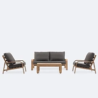 Harbour Conversation Set - Woodlook Frame - Dark Grey Cushions