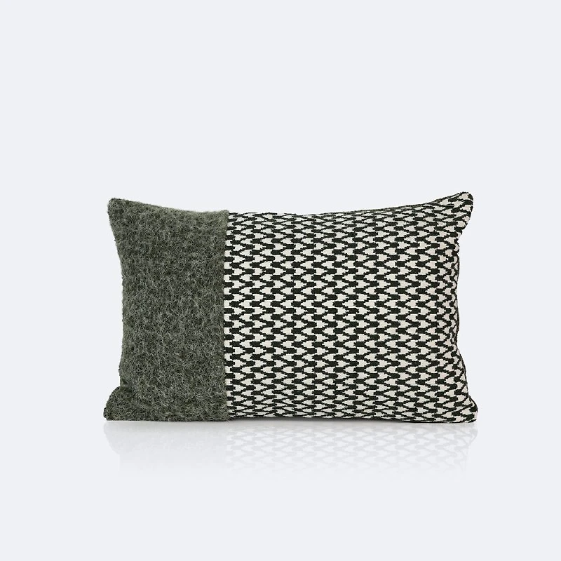 12"x18" Throw Pillow - Olive Velvet Patchwork