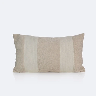 12"x20" Throw Pillow - Ivory Boucle Stripes