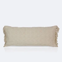 12"x28" Throw Pillow - Beige with Fringe