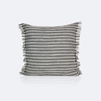 18"x18" Throw Pillow - Grey Stripes with Fringe