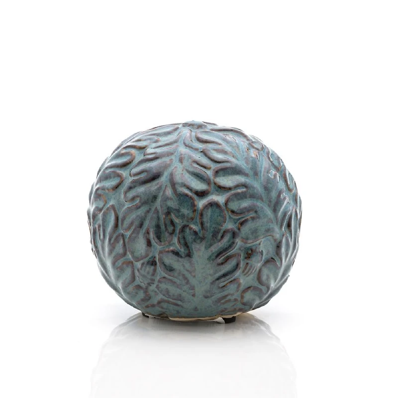 Ceramic Floral Blue Sphere
