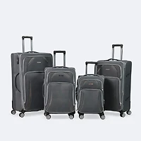 4-Piece Soft Side Spinner Wheels Luggage Set- Grey