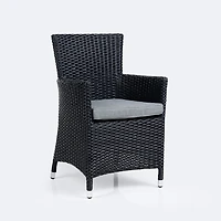 Metro Dining Chair w/ Cushion - Black Wicker