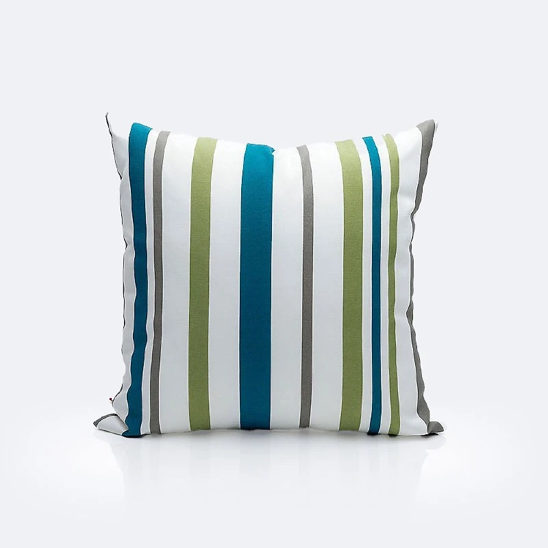 Throw Pillow 18"x18" - Blue, Green, Grey & White