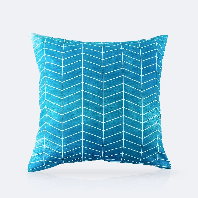 Throw Pillow 18 x 18 - Aqua Zig Zag