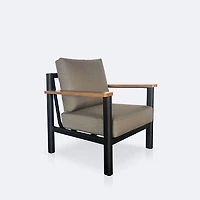 Rumi Club Chair - Woodlook/Black Frame / DotBella Truffle Cushion