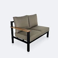 Rumi LHF Loveseat - Woodlook/Black Frame / DotBella Truffle Cushion