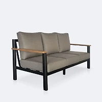 Rumi Sofa - Woodlook/Black Frame / DotBella Truffle Cushion